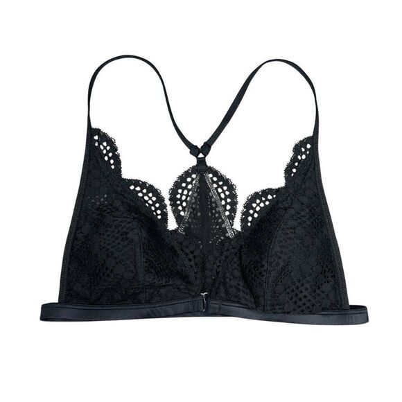 Victoria's Secrete Bra Women's Black Front-Close Bralette Crochet Lace Racerback - Picture 1 of 8